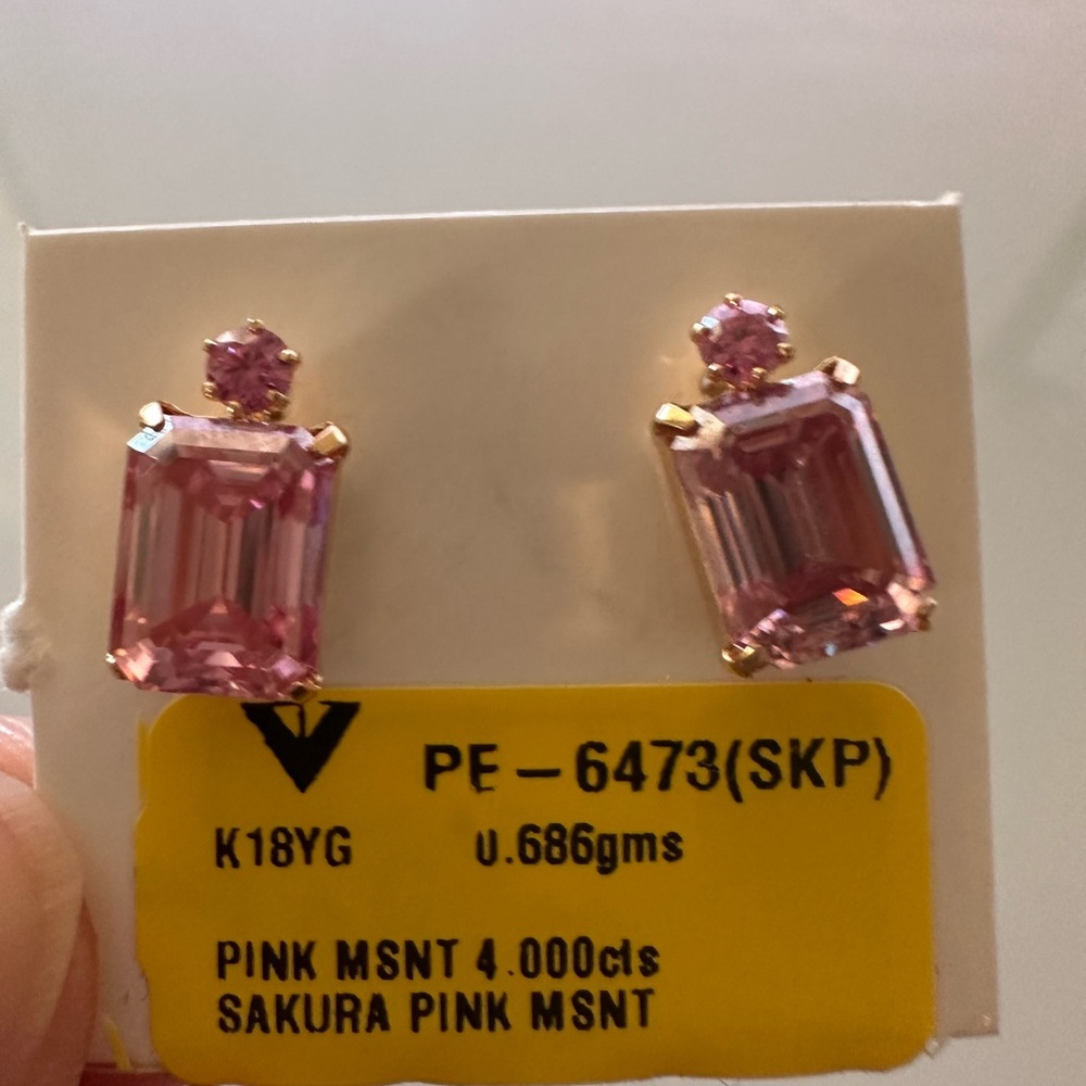 18K Japan Gold Pink Sakura Earings